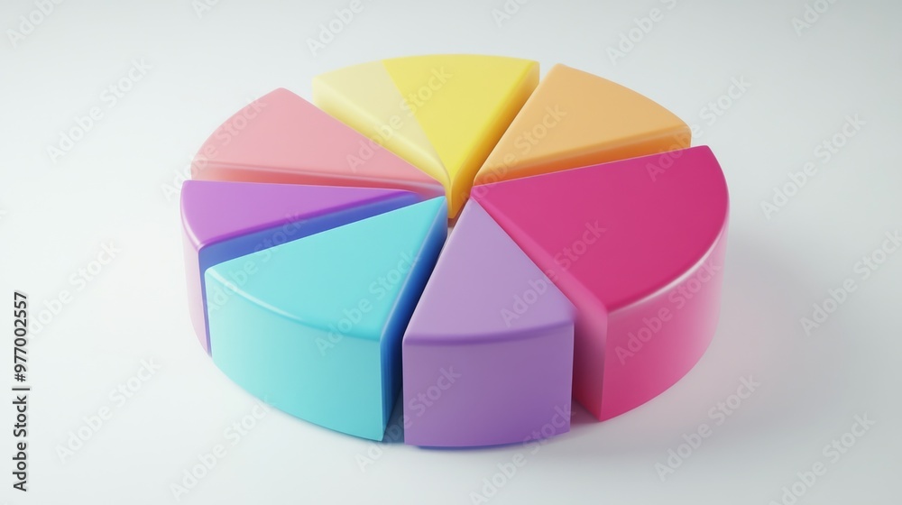 Leinwandbilder a 3d pie chart with colorful segments, clearly labeled and displayed against a clean, white backgrou