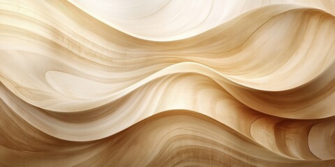 Obraz premium Abstract flowing wood texture in soft, light tones featuring smooth, wavy patterns that create a serene and natural appearance, ideal for backgrounds and design projects