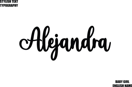 Woman's Name Hand Drawn Lettering Vector Cursive Text Typography   Alejandra