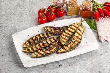 Grilled tasty ripe eggplant slice