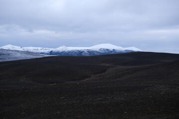 Stunning snow-capped mountains of Múlaþing, in autumn, Iceland