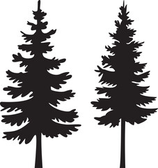 Pine Tree silhouette isolated on a white background