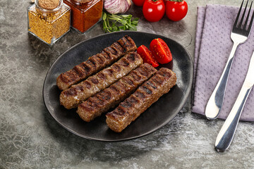 Grilled beef kebab minced meat