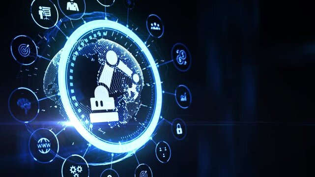 Industrial automation technology concept. Collaborative robot, cobot.