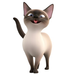 Obraz premium Playful Siamese Cat Portrait in Pastel 3D Render Style