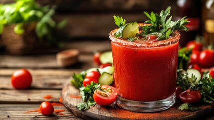Cocktail with Tomato Juice and Herbs