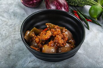 Asian cuisine - prawn in chili sauce
