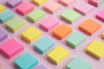 Obraz premium Bright and Colorful Pastel Sticky Notes in Cheerful Unique Shades
