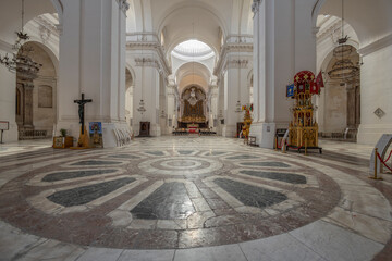 Obraz premium CATANIA, ITALY, JUNE 19, 2023 - Inner of Benedictine monastery of San Nicolò the Arena in Catania, Sicily, Italy