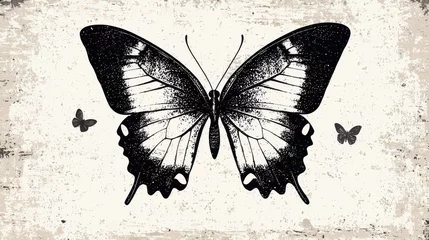 Black and White Butterfly on Grunge Background