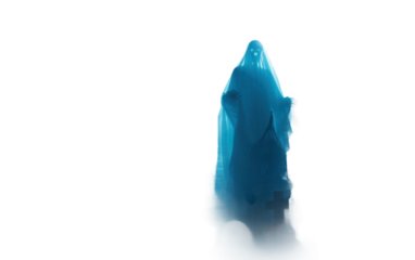 A ghostly apparition drifts through a misty graveyard under the cover of night Isolated on Transparent Background PNG.