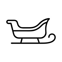 Santa’s sleigh icon, black and white, festive holiday transportation