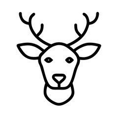 Deer head icon, black and white, minimalist animal symbol