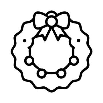 recommend clip art: Christmas wreath icon, black and white, holiday decoration