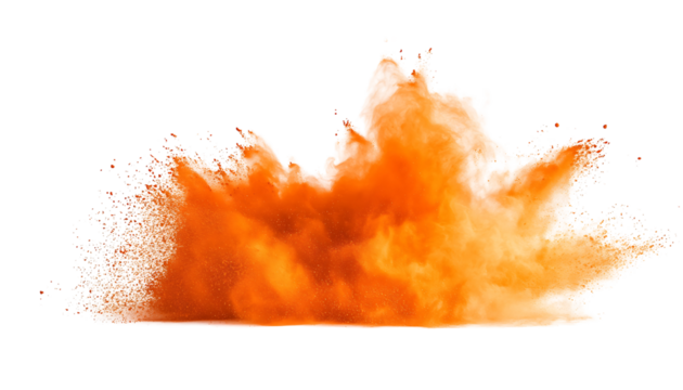 Orange Powder Explosion Splash Isolated on Background