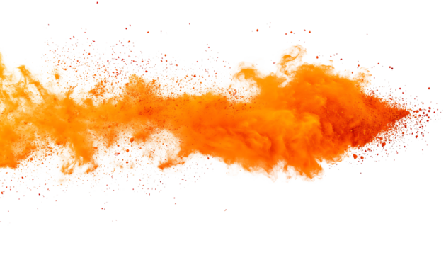 Orange Powder Explosion Splash Isolated on Background