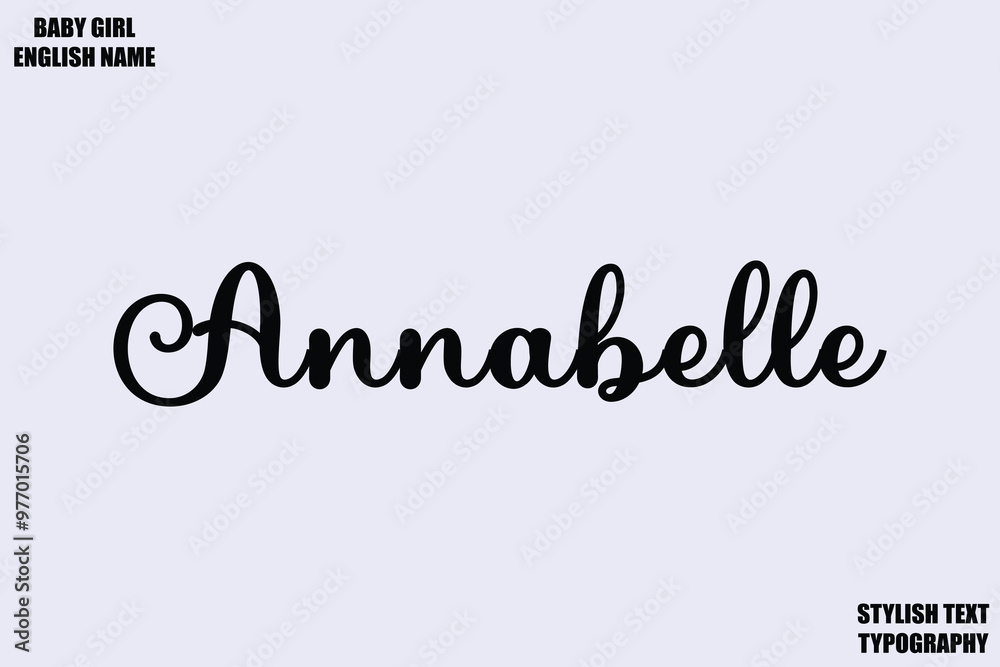 Fototapete woman's name annabelle hand drawn lettering vector cursive text typography