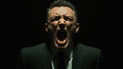 Obraz premium Angry Man Screaming in Suit