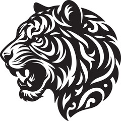 Tiger head silhoutte vector art illustration