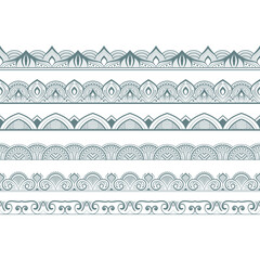luxury blue ethnic border patterns seamless pattern in vintage style european dividing line page border or fabric pattern set collection