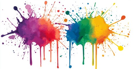 A set of eight isolated watercolor splatter stains in a variety of colors