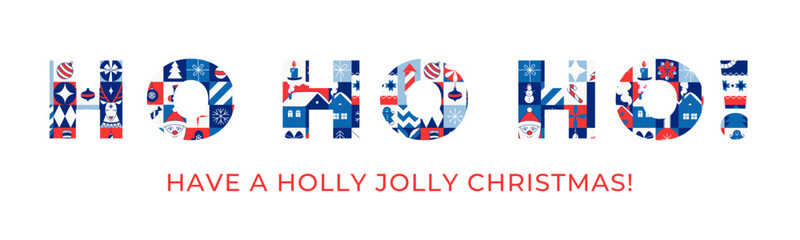 Bold Ho-ho-ho Merry Christmas Typography with Festive Patterns Modern Holiday Design