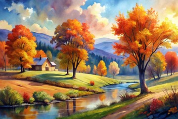 autumn-landscape--watercolor-style