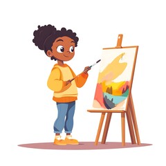 Fototapeta premium Young Artist Painting on Canvas with Brush.