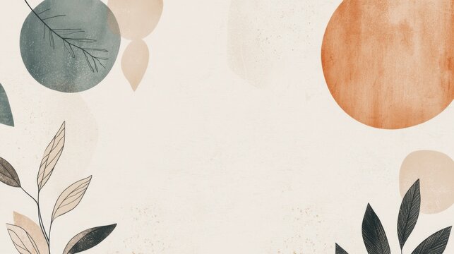 Nature-inspired layout with intricate leaf motifs, soft earthy tones, and flowing organic patterns, creating a serene and refreshing design perfect for eco-friendly branding