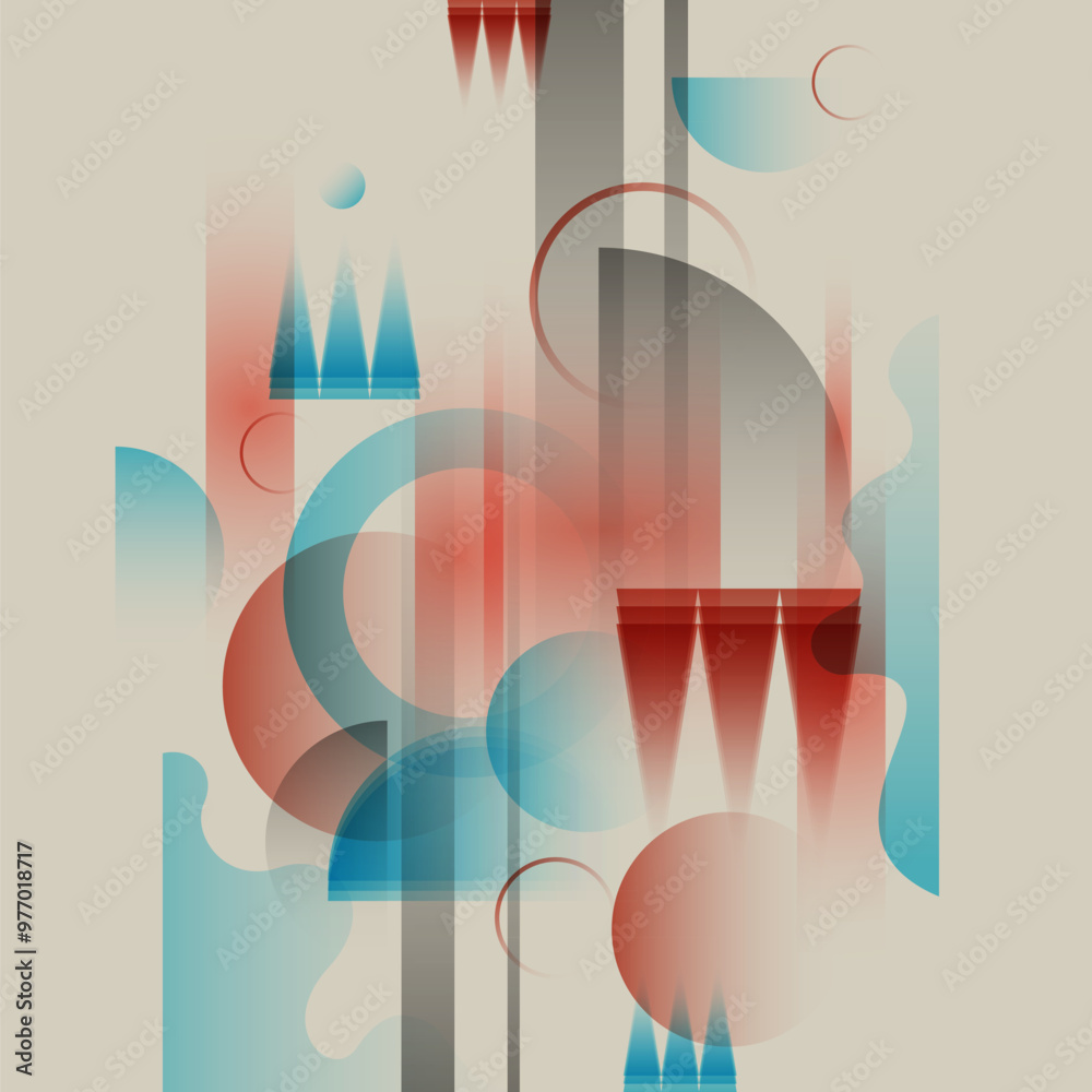 Poster abstract background with various bright geometric shapes. concise design. a composition of figures o