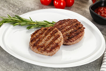 Grilled two beef burger cutlet