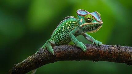 Fototapeta premium A chameleon is a beautiful animal. It has the ability to change its color to match its surroundings, which helps it to camouflage itself from predators.