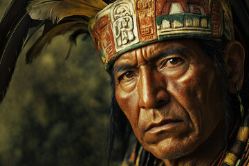 Ancient American man with copy space 