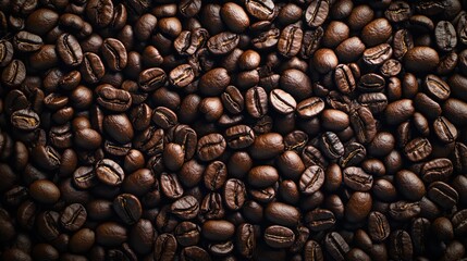 Fototapeta premium Brown roasted aromatic coffee beans robusta arabica pattern