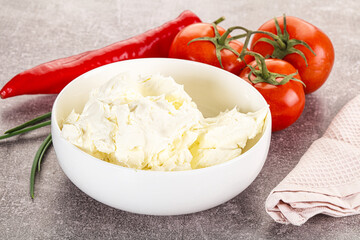 Soft Philadephia cheese in the bowl