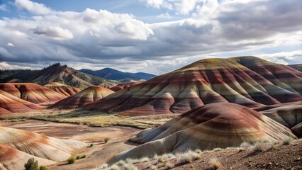 Beautiful and colorful landscape of the Painted Hills in Eastern Oregon, near John Day.
