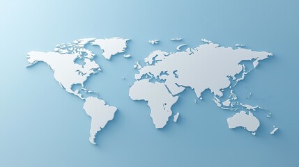 Obraz premium D White World Map on Blue Background