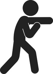Isolated sport pictogram, boxing icon, man punch on a sandbag, fitness synbol