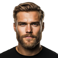 Fototapeta premium Bearded man with stylish hair close up transparent