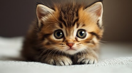 A cute little kitten is a baby animal. It's a predator, but a very adorable one. Siberian kittens are known for their beauty and cuddly nature.