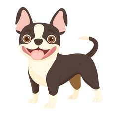 Playful Boston Terrier Puppy with Wagging Tail in Pastel