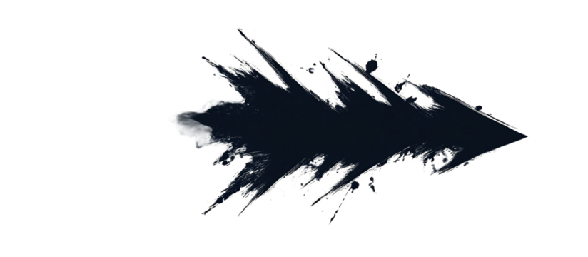 Abstract Black Ink Splashes on Transparent Background
