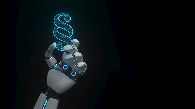 4k 3D Rendering Video Humanoid Robot Hand Paragraph. ProRes 4444.