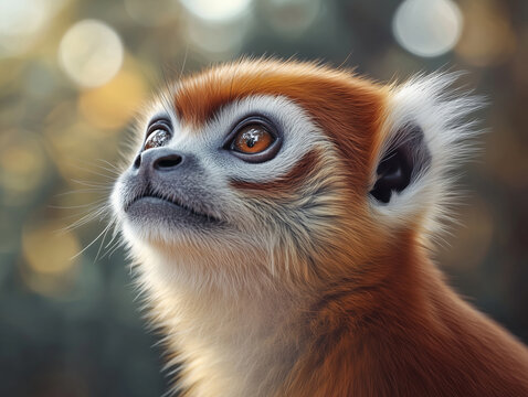 Grivet Monkey in Tropical Forest, Close Up