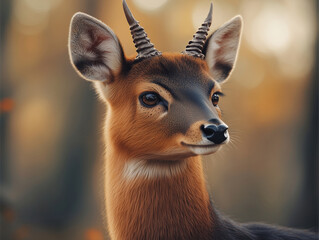 Focused Close Up of a Pudu, Pudu puda, in the Jungle