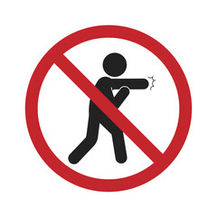 Isolated prohibition sign, no bullying, no violence, do not fight, no boxing stick figure
