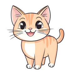 Obraz premium Playful Maine Coon Cat in Chibi Style with Wagging Tail on White Background