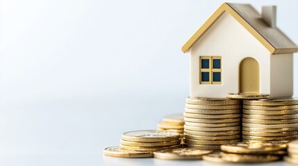 House Model On Stack Of Gold Coins  Real Estate Investment Concept