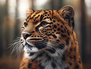 Obraz premium Close up photo of a beautiful Amur leopard in a natural environment