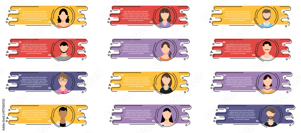 Poster testimonial speech bubble with people avatar in a flat design. quote speech bubble boxes with user i
